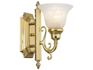 Livex Lighting French Regency 12" Tall 1-Light Polished Brass Glass Wall Sconce LV128102