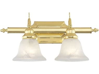 Livex Lighting French Regency 19" Wide 2-Light Polished Brass Glass Vanity Light LV128202