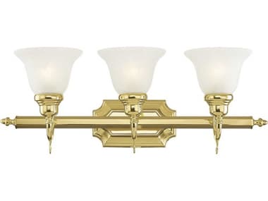 Livex Lighting French Regency 25" Wide 3-Light Polished Brass Glass Vanity Light LV128302