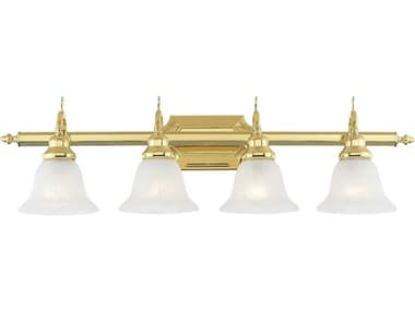 Livex Lighting French Regency 33" Wide 4-Light Polished Brass Glass Vanity Light LV128402