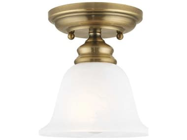 Livex Lighting Essex 6" 1-Light Antique Brass Glass Bell Semi Flush Mount LV135001
