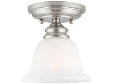 Livex Lighting Essex 6" 1-Light Brushed Nickel Glass Bell Semi Flush Mount LV135091