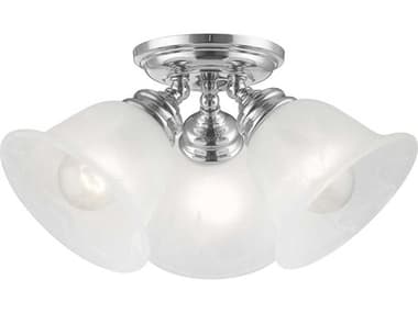 Livex Lighting Essex 14" 3-Light Polished Chrome Glass Bell Semi Flush Mount LV135805