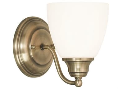 Livex Lighting Somerville 7" Tall 1-Light Antique Brass Glass Wall Sconce LV1367101