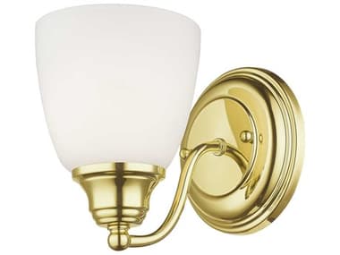 Livex Lighting Somerville 7" Tall 1-Light Polished Brass Glass Wall Sconce LV1367102