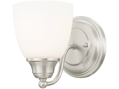Livex Lighting Somerville 7" Tall 1-Light Brushed Nickel Glass Wall Sconce LV1367191