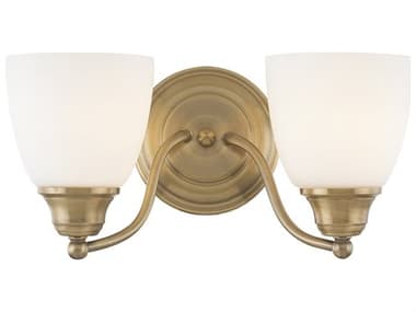 Livex Lighting Somerville 15" Wide 2-Light Antique Brass Glass Vanity Light LV1367201