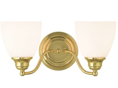 Livex Lighting Somerville 15" Wide 2-Light Polished Brass Glass Vanity Light LV1367202