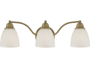 Livex Lighting Somerville 23" Wide 3-Light Antique Brass Glass Vanity Light LV1367301