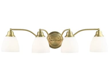 Livex Lighting Somerville 30" Wide 4-Light Antique Brass Glass Vanity Light LV1367401