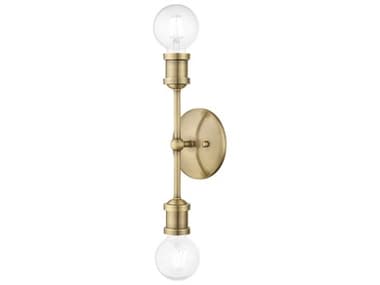 Livex Lighting Lansdale 12" Tall 2-Light Antique Brass Wall Sconce LV1442201