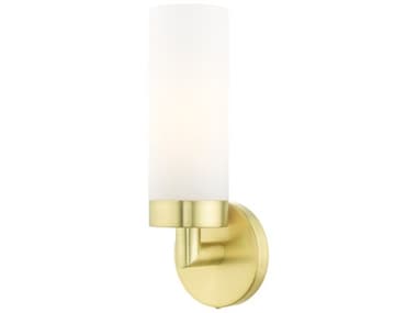 Livex Lighting Aero 11" Tall 1-Light Satin Brass White Glass Wall Sconce LV1507112