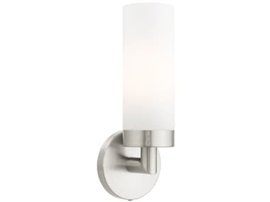 Livex Lighting Aero 11&quot; Tall 1-Light Brushed Nickel White Glass Wall Sconce LV1507191