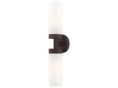 Livex Lighting Aero 4" Tall 2-Light Bronze White Glass Wall Sconce LV1507207