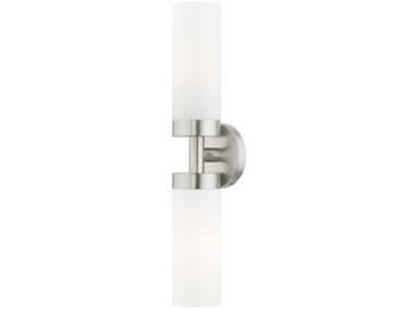 Livex Lighting Aero 4&quot; Tall 2-Light Brushed Nickel White Glass Wall Sconce LV1507291