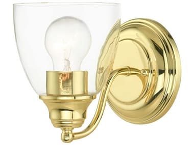 Livex Lighting Montgomery 7" Tall 1-Light Polished Brass Glass Wall Sconce LV1513102