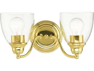 Livex Lighting Montgomery 13" Wide 2-Light Polished Brass Glass Vanity Light LV1513202