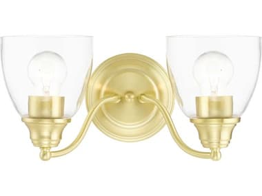 Livex Lighting Montgomery 13" Wide 2-Light Satin Brass Glass Vanity Light LV1513212