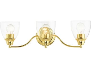 Livex Lighting Montgomery 23" Wide 3-Light Polished Brass Glass Vanity Light LV1513302