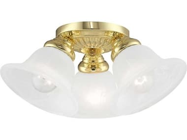 Livex Lighting Edgemont 14" 3-Light Polished Brass Glass Bell Semi Flush Mount LV152902