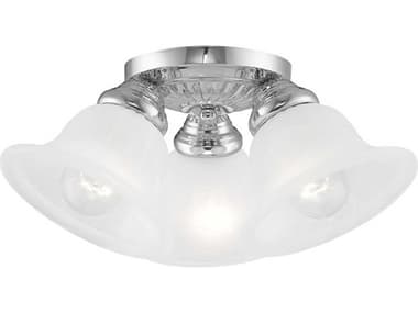 Livex Lighting Edgemont 14" 3-Light Polished Chrome White Glass Bell Semi Flush Mount LV152905