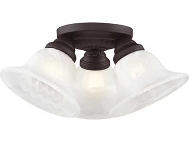 Livex Lighting Edgemont 14" 3-Light Bronze Glass Bell Semi Flush Mount LV152907
