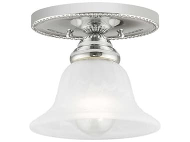 Livex Lighting Edgemont 7" 1-Light Polished Chrome White Glass Bell Semi Flush Mount LV153005