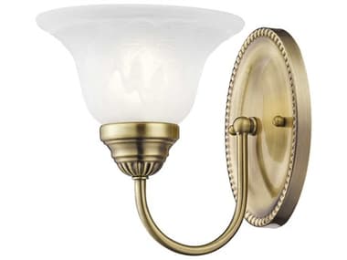 Livex Lighting Edgemont 8" Tall 1-Light Antique Brass Glass Wall Sconce LV153101