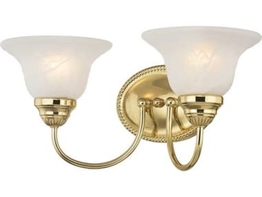 Livex Lighting Edgemont 17" Wide 2-Light Polished Brass Glass Vanity Light LV153202