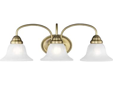 Livex Lighting Edgemont 23" Wide 3-Light Antique Brass Glass Vanity Light LV153301