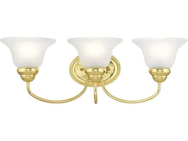 Livex Lighting Edgemont 23" Wide 3-Light Polished Brass White Glass Vanity Light LV153302