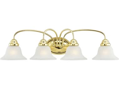 Livex Lighting Edgemont 30" Wide 4-Light Polished Brass Glass Vanity Light LV153402