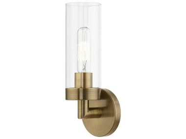 Livex Lighting Ludlow 11" Tall 1-Light Antique Brass Glass Wall Sconce LV1617101