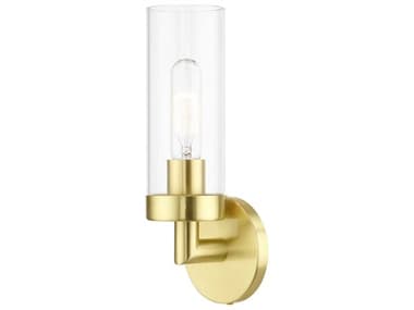 Livex Lighting Ludlow 11" Tall 1-Light Satin Brass Glass Wall Sconce LV1617112