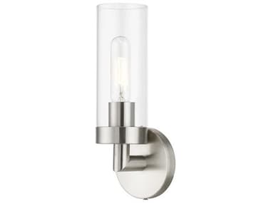Livex Lighting Ludlow 11" Tall 1-Light Brushed Nickel Glass Wall Sconce LV1617191
