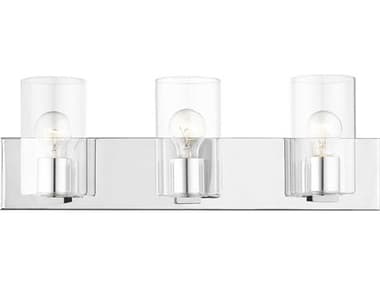 Livex Lighting Zurich 15" Wide 3-Light Polished Chrome Clear Glass Vanity Light LV1655305
