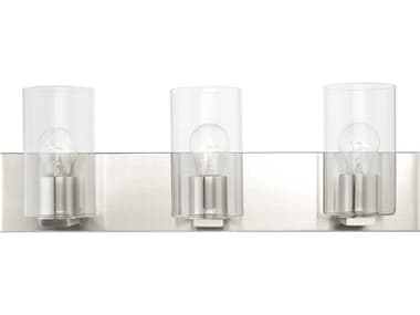 Livex Lighting Zurich 15" Wide 3-Light Brushed Nickel Clear Glass Vanity Light LV1655391