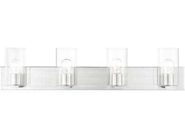 Livex Lighting Zurich 35" Wide 4-Light Brushed Nickel Clear Glass Vanity Light LV1655491