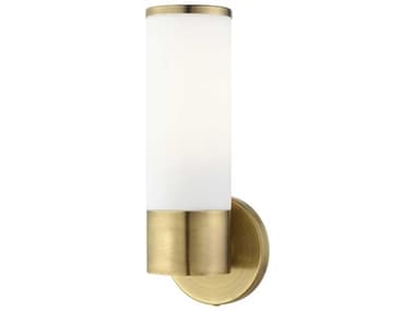 Livex Lighting Lindale 11" Tall 1-Light Antique Brass Glass Wall Sconce LV1656101