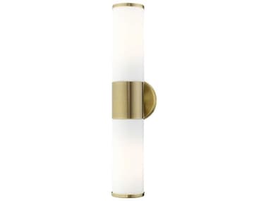 Livex Lighting Lindale 18" Wide 2-Light Antique Brass Glass Vanity Light LV1656201