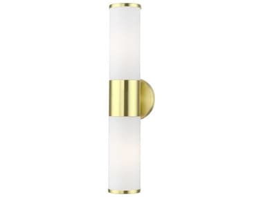 Livex Lighting Lindale 4" Wide 2-Light Satin Brass Glass Vanity Light LV1656212