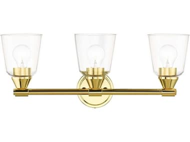 Livex Lighting Catania 23" Wide 3-Light Polished Brass Glass Vanity Light LV1678302
