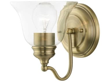 Livex Lighting Moreland 7" Tall 1-Light Antique Brass Glass Wall Sconce LV1693101