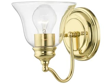 Livex Lighting Moreland 7" Tall 1-Light Polished Brass Glass Wall Sconce LV1693102