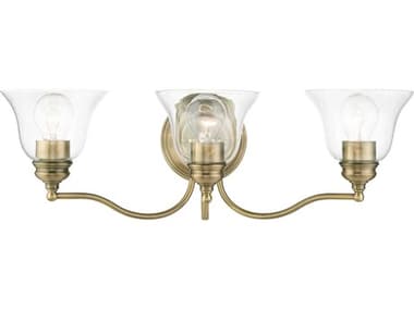 Livex Lighting Moreland 24" Wide 3-Light Antique Brass Glass Vanity Light LV1693301
