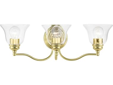 Livex Lighting Moreland 24" Wide 3-Light Polished Brass Glass Vanity Light LV1693302