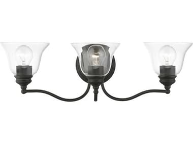 Livex Lighting Moreland 24" Wide 3-Light Black Glass Vanity Light LV1693304