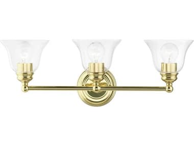 Livex Lighting Moreland 24" Wide 3-Light Polished Brass Glass Vanity Light LV1694302