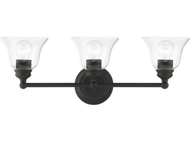 Livex Lighting Moreland 24" Wide 3-Light Black Glass Vanity Light LV1694304