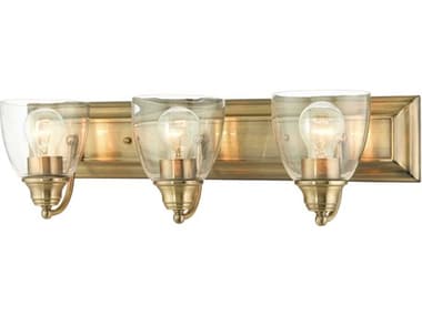 Livex Lighting Birmingham 24" Wide 3-Light Antique Brass Glass Vanity Light LV1707301
